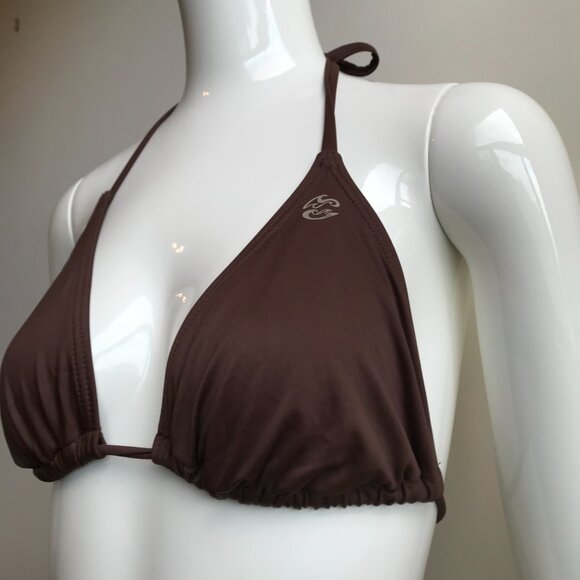 Billabong BLUE CRUSH era Vintage bikini solid brown D cup Small bottom set RARE - Picture 8 of 9